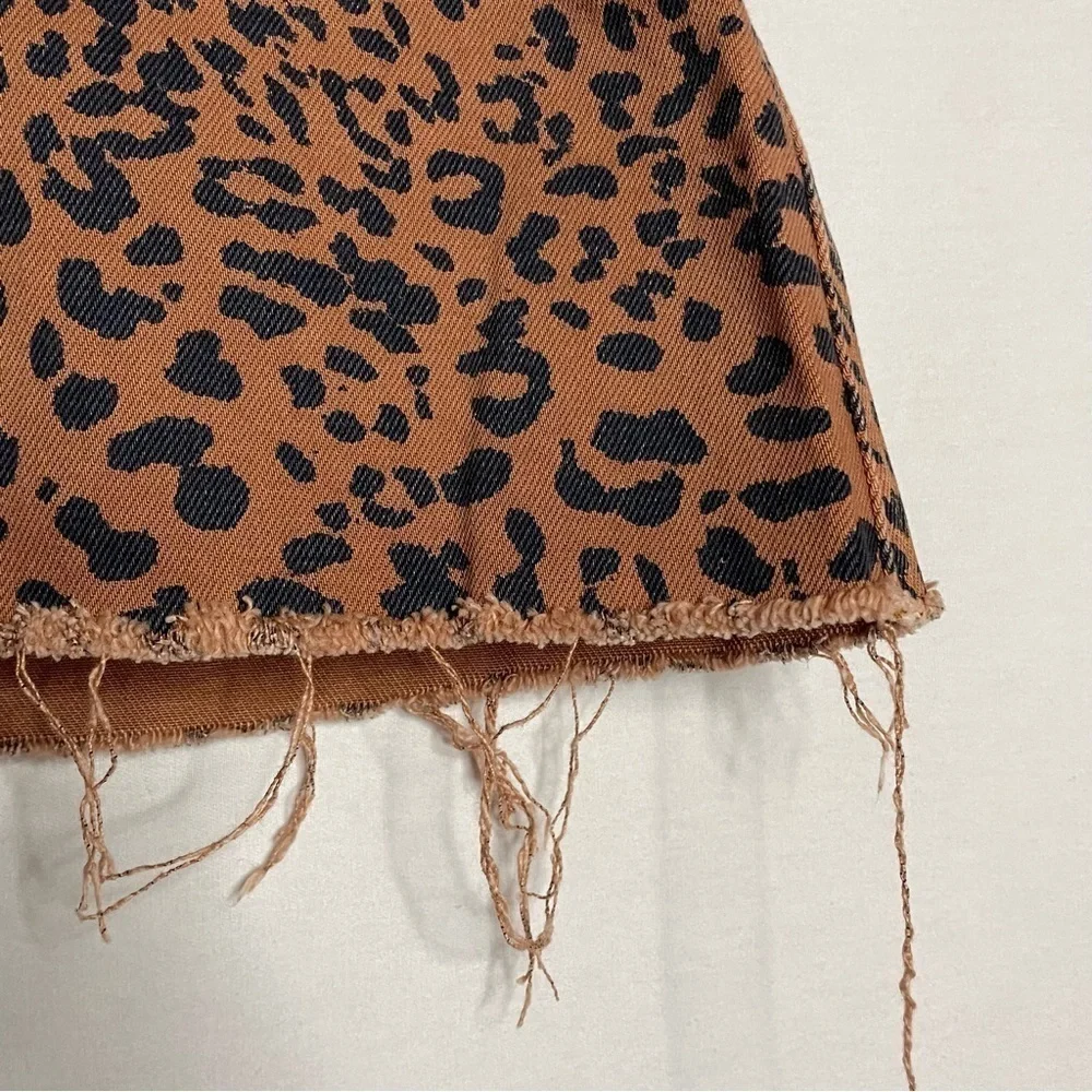 Free People Boho Zip It Up Leopard Print Mini Skirt